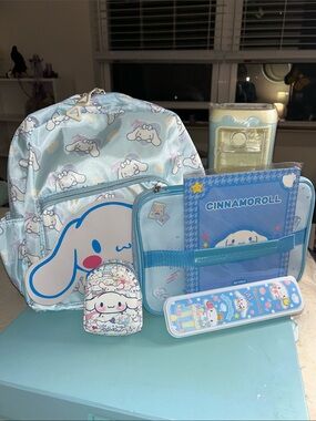 6 Piece Cinnamoroll Set Backpack/Laptop Case/Stationery Set & Utensil Set New